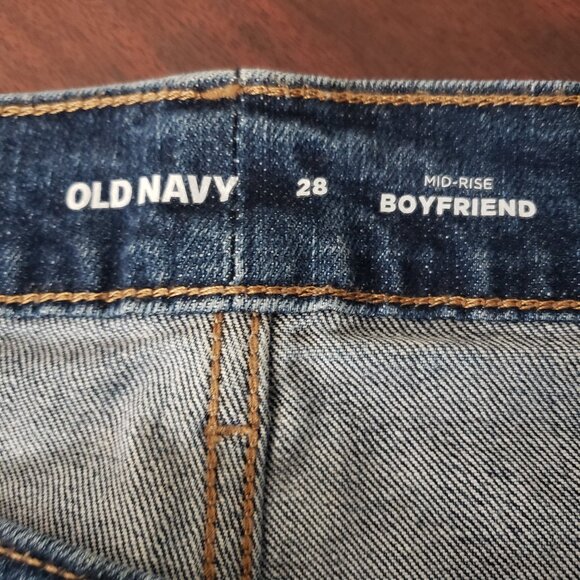 NWT Old Navy Jeans Plus Size 28 Mid Rise Boyfriend Ankle Distressed Stretch - Picture 8 of 10